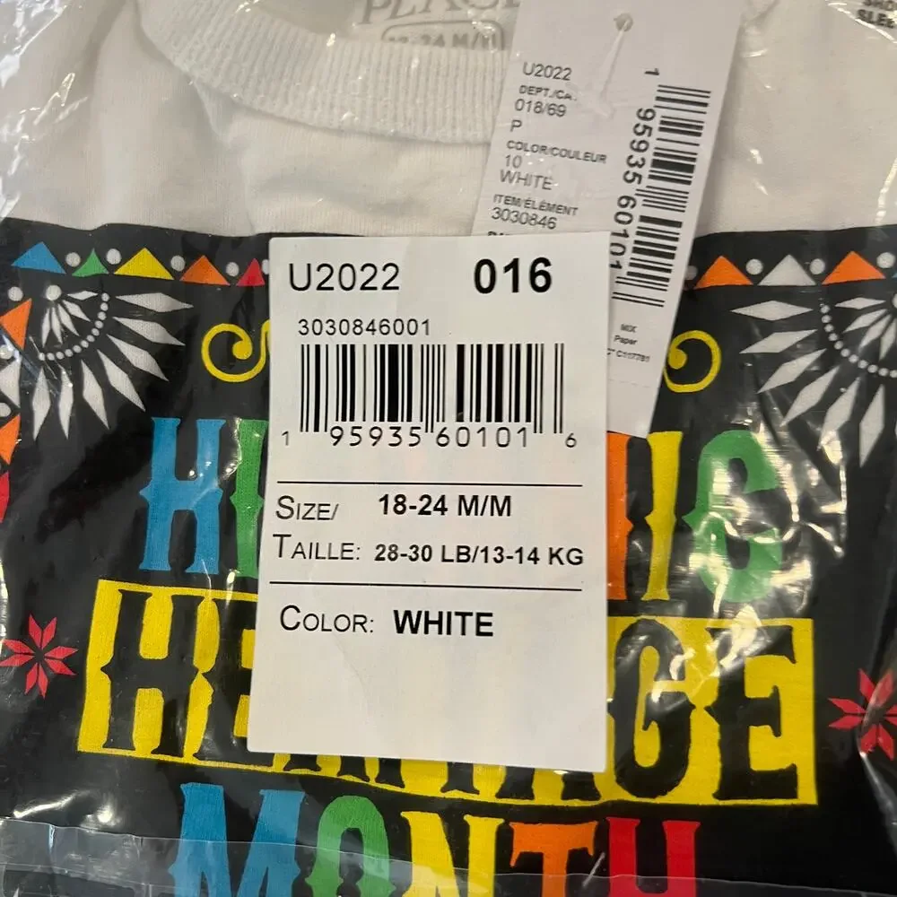 NWT Children's Place Unisex Kids White W/Hispanic Heritage Graphic Tee
